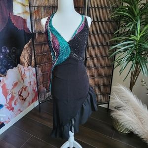 Black Ballroom Rhythm / Latin competition Dance Dress, size S (2-4)